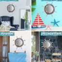 CoTa Global Silver Sea Beach Wall Decor Nautical Ship Wheel Mirror - Handcrafted Wooden Ship Wheel Mirror with Hanger, Nautical Themed Home Decor, Decorative Ornament