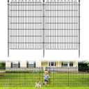 8 Panels No Dig Decorative Garden Fence with Gate for Yard, 48 in(H) X 21 ft(L) Animal Barrier Fencing for Outdoor Dog, Metal Portable Garden Fences for Borders, Pets, Landscape, Temporary Fence