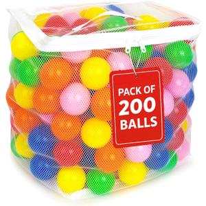 Play Balls for Ball Pit, Plastic Crush Proof, Phthalate & BPA Free, Assorted Colors (200 Balls)