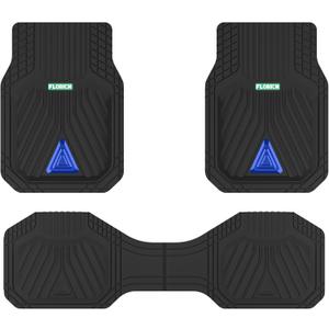 FLORICH Car Floor Mats, Heavy Duty Floor Mats for Cars, 3 Piece All-Weather Floor Mats with Anti-Slip Backing, Universal Trim-to-Fit, Waterproof Automotive Floor Mat for Cars Trucks SUV (Blue)
