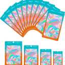 100 PCS Holographic Mylar Bags, Smell Proof Resealable Foil Pouches for Small Business, Food Storage, Jewelry, Candy & Sample Packaging (2.4"x3.9", Blue Orange)