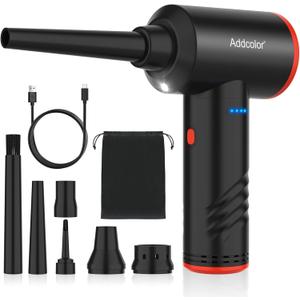 Compressed Air Duster 6000mAh Battery - Electric Air Duster Addcolor AD-38 Keyboard Cleaner for Office-3 Adjustable Wind Speeds with LED Light, Cordless & Reusable Canned Air Duster for Computers