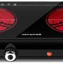 Infrared Double Burner Electric Cooktop - 1800W Portable Stove, Heat-up In Seconds, Countertop Cooktop for Dorm, Compatible with All Cookware (infrared hot plate)