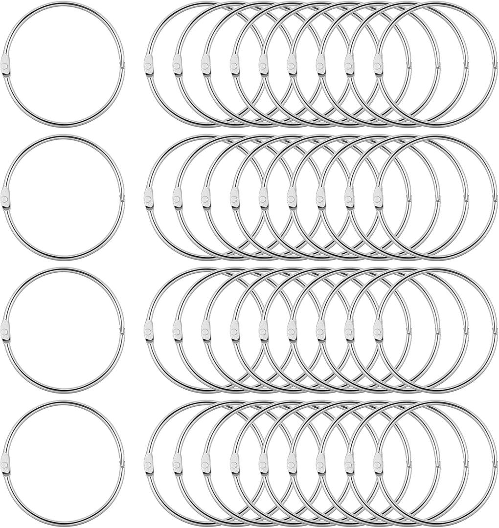 40 Pack 3 Inch Loose Leaf Binder Rings Metal Book Rings Extra Large Bulk Steel Office Book Keychain Key Metal Rings for Home Office Index Cards Receipts Photos Files Paper Rings