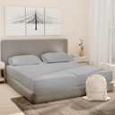 Good Sleep Bedding Split King Sheets Set, 100% Egyptian Cotton, Luxury Sateen Sheets, 5 Piece, 2 Fitted - 16" Deep Pocket, Light Gray