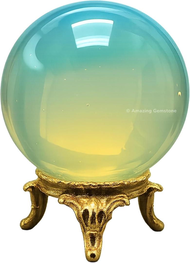 Amazing Gemstone Opalite Crystal Ball with Stand - 1.5" Inches Crystal Sphere Meditation Balls for Witchcraft and Decorative Balls