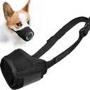 LUCKYPAW Dog Muzzle Anti Biting Barking and Chewing with Comfortable Mesh Soft Fabric and Adjustable Strap, Suitable for Small, Medium and Large Dogs(Black,XS)