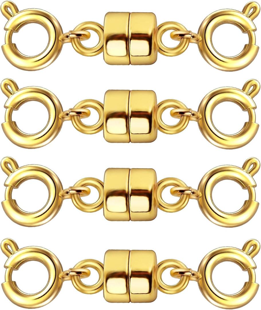 Double Magnetic Necklace Clasps and Closures 14K Gold and Silver Bracelet Extender Jewelry Clasps Converters for DIY Jewelry Making