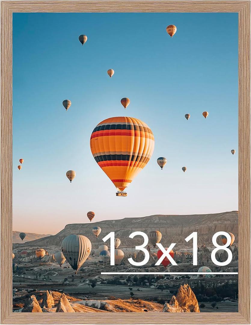 JCJMY 13x18 Picture Frame Rustic Brown for Poster Photo Picture, Horizontal and Vertical Formats for Wall Hanging, 13 x 18 Wall Gallery Poster Photo Frame for 13 by 18 Photos Posters, Rustic Brown