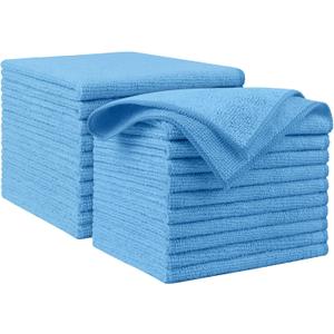 AIDEA Microfiber Cleaning Cloth Blue 20PK, Microfiber Towels for Cars, Premium Car Cloths, Dusting Cloth Lint Free Cleaning Rags for SUVs, House, Kitchen, Window, Workshops, 12×12"