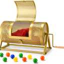 Raffle Drum 15" x 7" Holds 3,000 Tickets, Thickened Metal Raffle Ticket Spinner Box with Sealing Tape, Silent Design Raffle Ticket Cage with Wooden Turning Handle & Stable Tripod Stand for Games