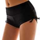 Micosuza Classical Women's Swim Boardshorts Beach Bikini Bottoms with Adjustable Ties 7 Color XS-XXL (Large, Black)