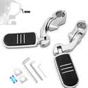 1.25" (32mm) Adjustable Highway Foot Pegs w/Short Angled Mount Kit,Universal for Harley,Honda,Kawasaki,Suzuki,Yamaha,Indian,Victory Motorcycle w/1-1/4" Engine Guard/Crash Bar,CHROME#1