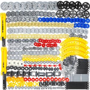 Technic Parts for Lego Kits, 466 Pieces Car Gear Axle Pin Chain Link Tire Wheels Building Blocks Set - Compatible with Major Brands