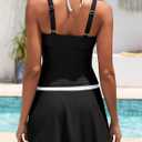 BMJL Womens Two Piece Tankini Swimsuit with Skirt Tummy Control Bathing Suit Modest Swimdress(M,Black) (Black, M)