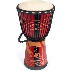 Djembe Drum, AKLOT African Drum Hand-Carved 10'' x 20'' Mahogany Goatskin Drumhead for Adults Beginners (Red)
