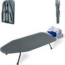Metal Mesh Panel Tabletop Ironing Board | Foldable Iron Board | Heavy Duty Small Iron Board with Heat Resistant Cover and 100% Cotton 8mm Thicken Pad (Grey)