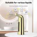 Automatic Soap Dispenser with Infrared Sensor - Adjustable 4-Level Touchless Hand Soap for Kitchen, Bathroom - Battery Operated Electric Dispenser, Durable Plastic, Smart Soap Holder 400ml Gold