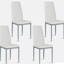 Set of 4 PVC Leather Dining Side Chairs Elegant Design Home Furniture White New