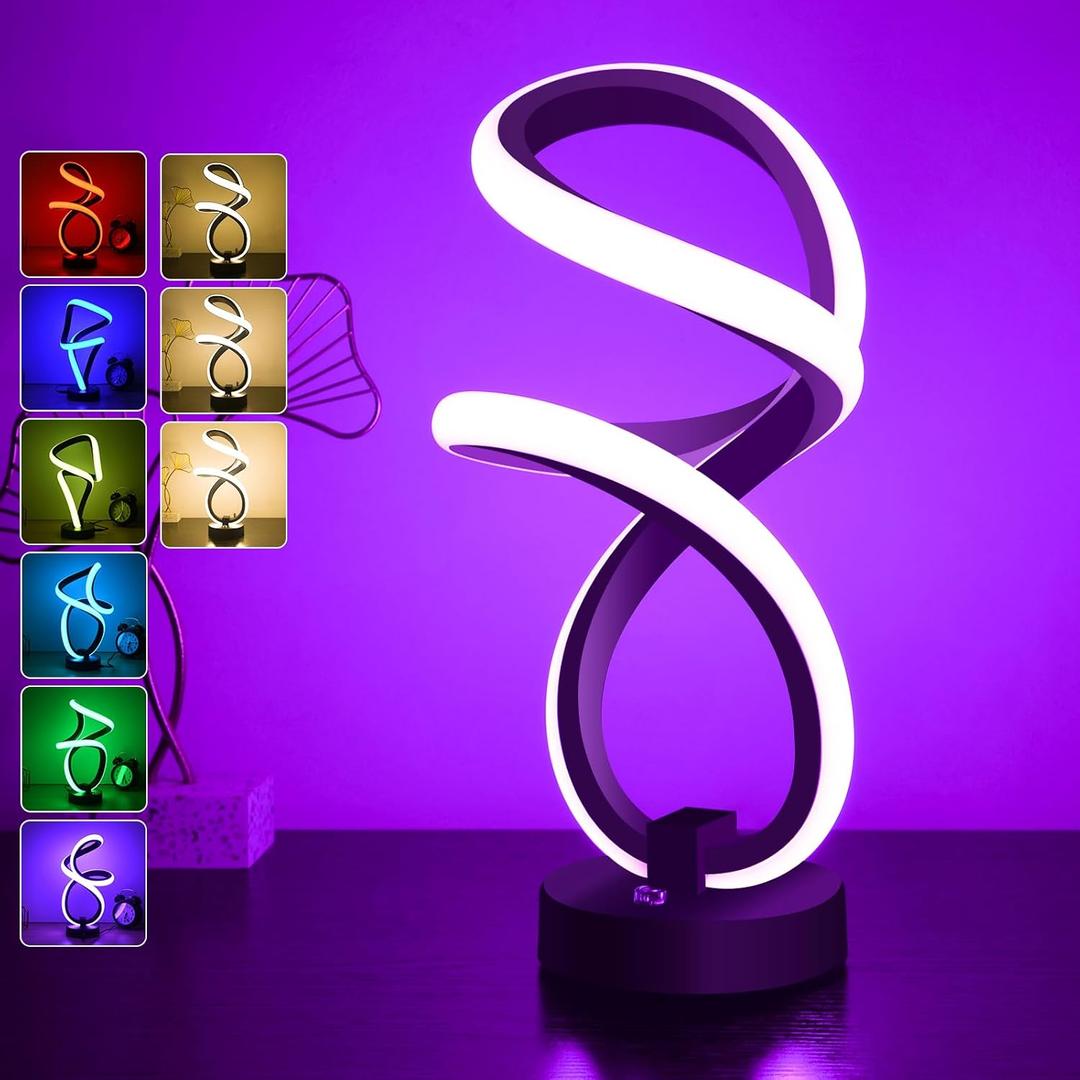 AVANLO Modern Table Lamps,Dimmable Spiral Lamp RGB Touch LED Bedside Lamp for Bedroom,Cool Desk Lamps Nightstand Home Decor Christams Lamp Gifts