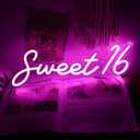 Sweet 16 LED Neon Sign for 16th Birthday Party Decorations,Perfect Gifts for Coming-Of-Age Ceremony,Also Can be Used As a Small Night Light, with 5V USB Plug,16.9 * 6.3inches