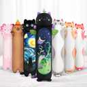 Long Cat Plush 5 Sizes, 120% Extra Filling Giant Plushness Kids Body Pillow, Kawaii Cute Black Cat Stuffed Animals Plushies, Big Long Body Pillow Black Cat Plush Gift for Girls 44 (43.3in/110cm, Black Mint Cat)