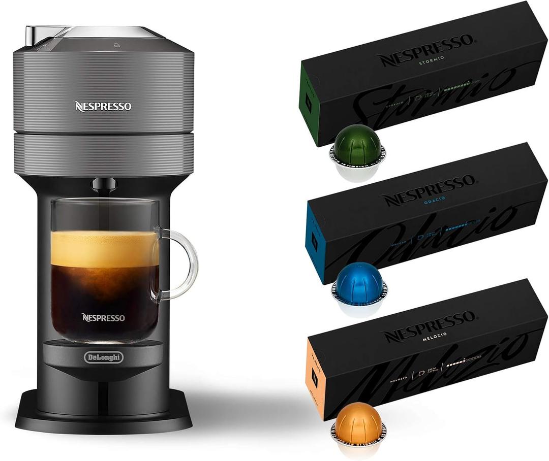 Nespresso Vertuo Next Coffee and Espresso Machine by De'Longhi, Dark Grey, Compact, One Touch to Brew, Single-Serve Coffee Maker and Espresso Machine