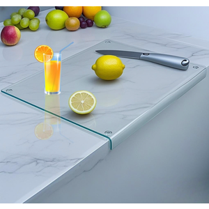 Clear Tempered Glass Cutting Board for kitchen with Counter Lip,Glass Chopping Board, Scratch-Resistant,Non-Slip (Clear)