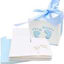 50pcs Baby Shower Party Favor Boxes, 2.4 x 2.4 inch Small Candy Gift Treat Boxes Footprint Design for Kids Birthday Baby Shower Guests Wedding Party Supplies with Ribbon,Blue