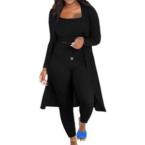 Women's Fuzzy 3 Piece Sweatsuit Open Front Cardigan Crop Tank Tops Wide Legs Pants Lounge Sets,  Small