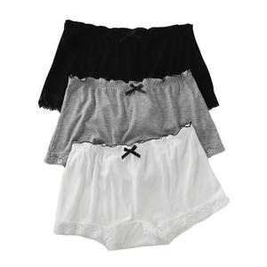 SweatyRocks Women's 3 Pack Pajama Shorts Lettuce Trim Lace underwear Lounge Shorts, Large