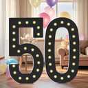 4FT Marquee Light Up Numbers, Black Giant Marquee Number Big Mosaic Number for 50th Birthday Party Decorations Backdrop Anniversary Decor, Pre-Cut Frame