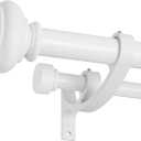 Double Curtain Rods 72 to 144 Inches with Solid Aluminum Alloy Brackets, 1 Inch Adjustable Drapery Rod, Heavy Duty Dual Curtains Rod for Window, Sliding Door, Bedroom Decoration, Matte White