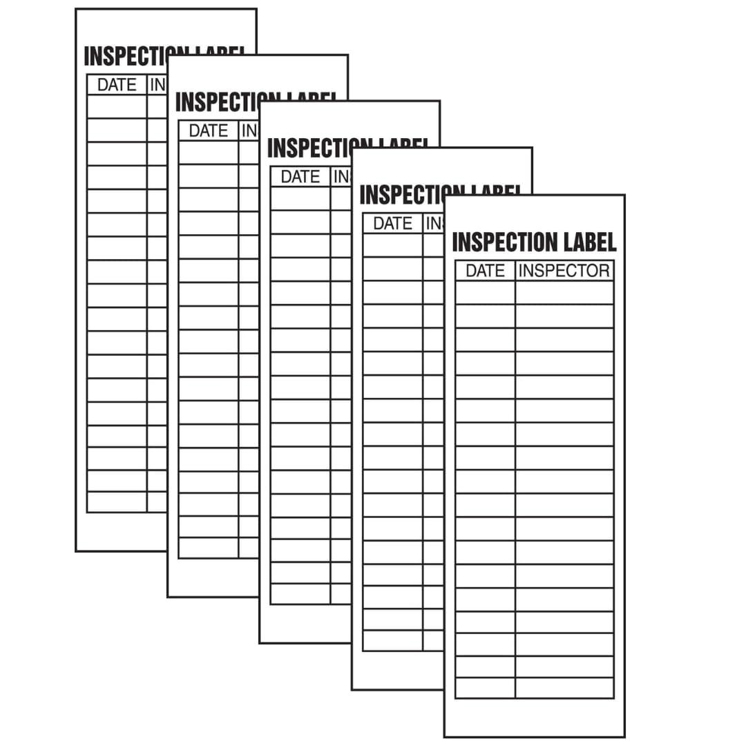 Accuform "Inspection Label", Pack of 5 Adhesive Vinyl Safety Labels, 6" x 2", Black on White, LELC525VSP