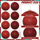 Syhood 8pcs 6" Large Christmas Balls Tree Ornament, Red Burgundy, Glitter