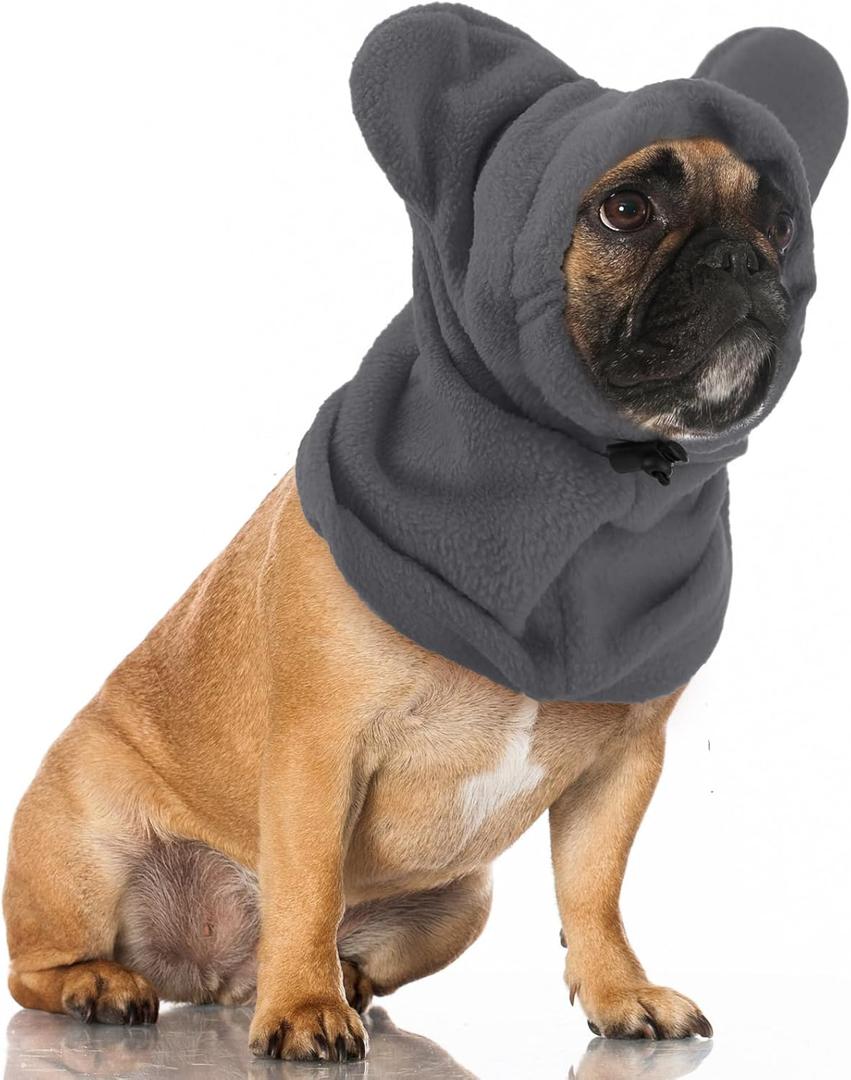 Winter Dog Hats Quiet Ears for Dogs Ear Muffs Pet Neck Warmer Scarf Hoodie Noise Protection Cover Beanie Head Wrap Costume for Pet Dog Cats (Grey,Small)