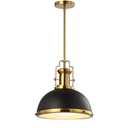 JONATHAN Y JYL9536A Homer 13" 1-Light Modern Industrial Iron LED Dome Pendant, Classic, Cottage, Farmhouse, Industrial, Rustic, Transitional, Office, Living Room, Kitchen, Foyer, Black/Brass Gold