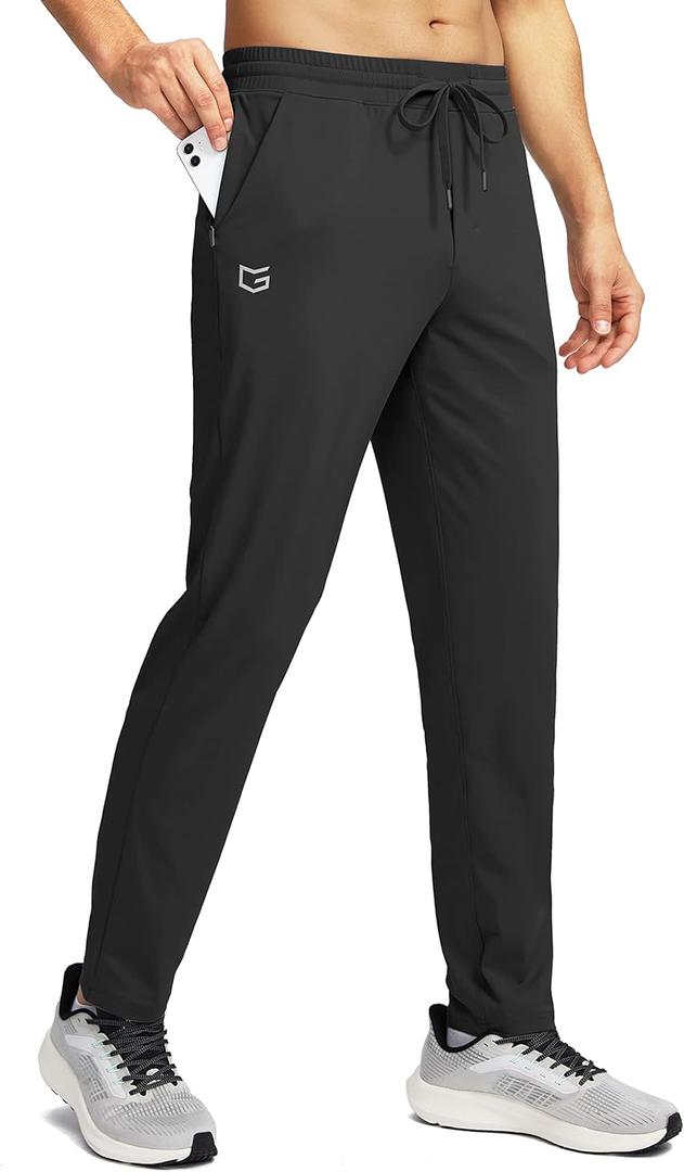 G Gradual Mens Sweatpants Zipper Pockets Tapered Track Athletic Slim Fit Pants for Running, Exercise, Workout (Medium)