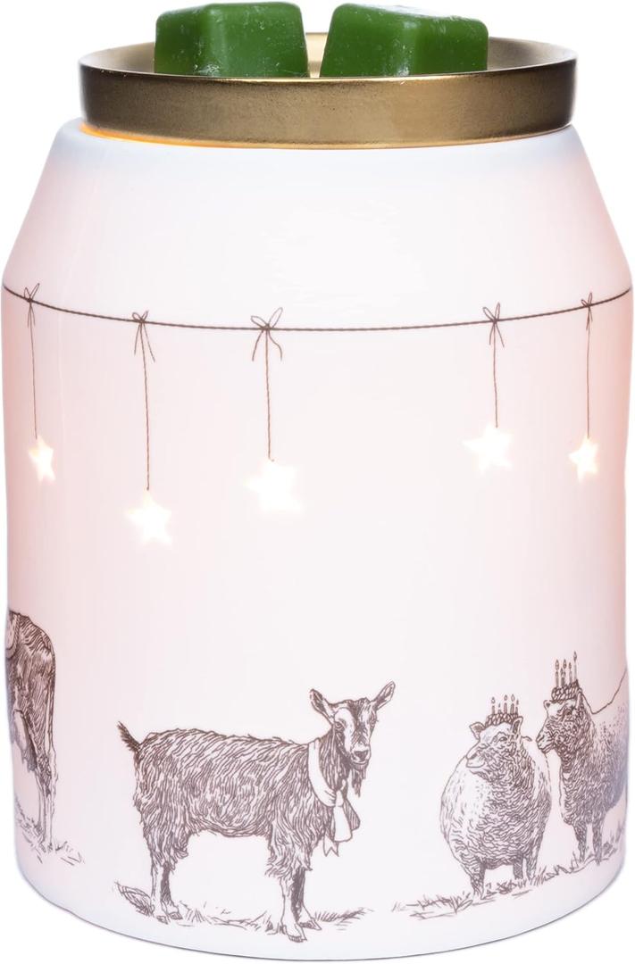 Scentsationals Christmas Wax Warmer, Wax Melt Warmer for Scented Wax Melts - Holiday Collection Holiday Farm - Candle Wax Melter for Fragrance Cubes and Tarts