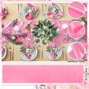 Zeyune 12 Pcs Pink Satin Table Runners With120 Pcs Artificial Eucalyptus Leaves Stems for DIY Wedding Baby Shower Table Decor 12'' x 108'' Tables Runners for Boho Party Home Engagement Party Decor