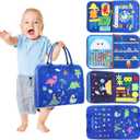 Busy Board Toddler Stocking Stuffers: Sensory Toys for Toddlers 1 2 3 4 Year Old Boy Gifts Montessori Toys - Toddler Airplane Travel Essentials & Road Trip Must Haves, Age 12 18 Month Baby Abacus Toy (Magic Blue)
