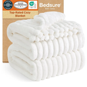 GentleSoft Blankets Queen Size for Bed - Cozy Soft Sofa Couch Cover Blankets for Women, Cute Large Bedding Fleece Throws for Girls, Off White, 90x90 Inches