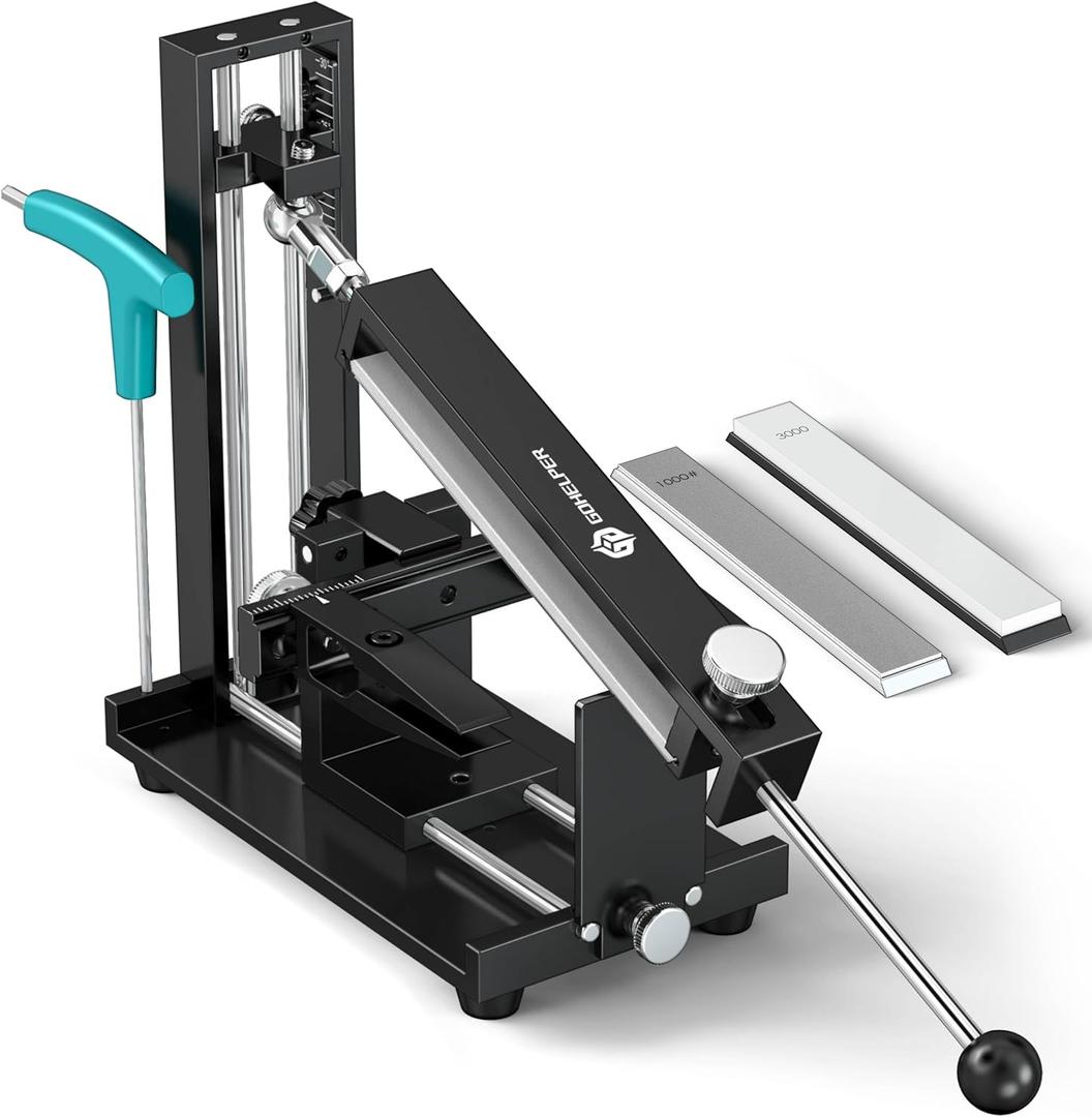 Professional Adjust Knife Sharpener Kit, Aluminium Alloy Precision Fixed Angle Guide Knife Sharpening System with #400, #1000 Diamond Plate, Polishing Oil Stone for Kitchen, Pocket, Hunting Knives