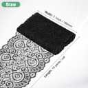 M METERXITY 15-Yard 7.1 Inch Wide Elastic Lace Fabric, Ribbon Stretchy Trim Lace W Floral Pattern for Bridal Wedding Decorations/Garment/Dress Sewing/DIY Crafts/Gift Bouquet [Black]