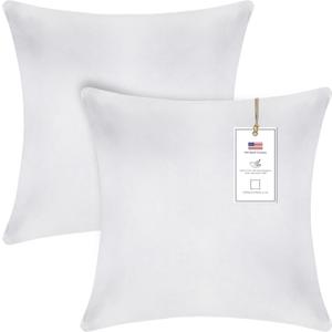 A1 Home Collections Down Alternative Throw Insert, Ready to Use Pillow Pack of 2, 18"x18", White