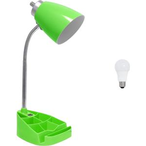 Simple Designs LD1056-GRN-LB 18.5" Gooseneck Organizer Desk Lamp with iPad Tablet Stand Book Holder and USB Port, with LED Bulb, Green (unspecified)