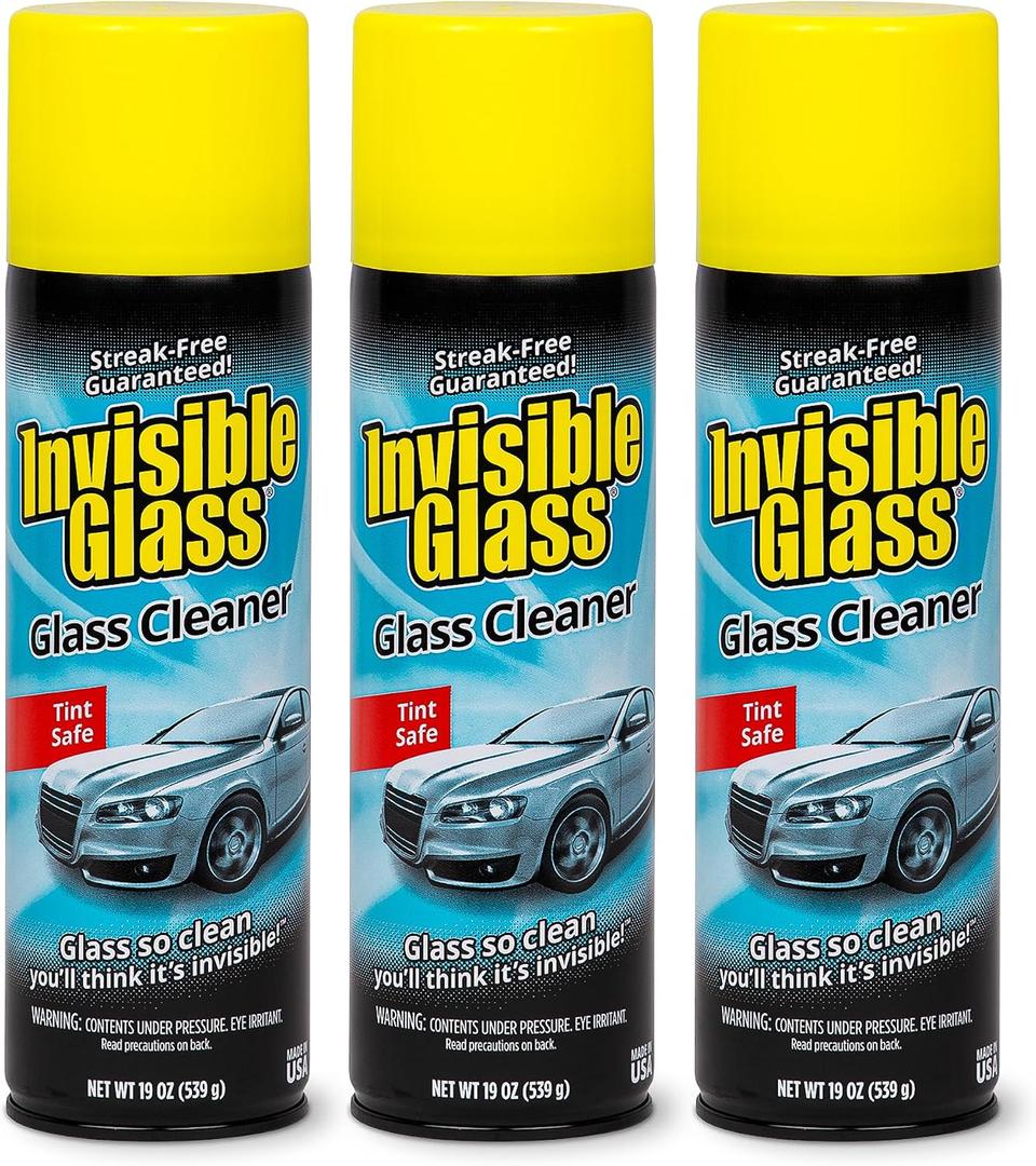Invisible Glass 91164-3PK Premium Aerosol Glass Cleaner Spray for Car Windshields and Windows, Automotive and Home Window Cleaner, Streak-Free, Ammonia-Free, Tint-Safe 19 oz (Pack of 3)