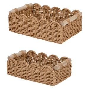 Decorative Woven Tote Basket With Handles 2ct