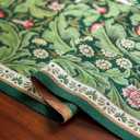 Tassel Table Runner Green Floral Rectangular Polyester Jacquard Bed Runner Home Restaurant Kitchen Living Room Dining Coffee Table Cabinet Decoration for Party Holiday Picnic Wedding-72"