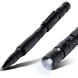 Self Defence Tactical Pen | Battery-Powered Multitool Heavy Duty Military Pen | Featured Flashlight + Glass Breaker + Bottle Opener + Ink Refills | Compact & Concealable Personal Protection